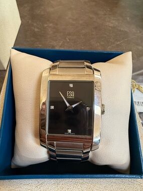 ESQ Swiss Men's Silver Stainless Steel Black Dial Watch